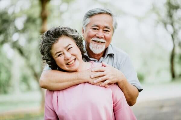 Aging Asian Couple enjoying their life