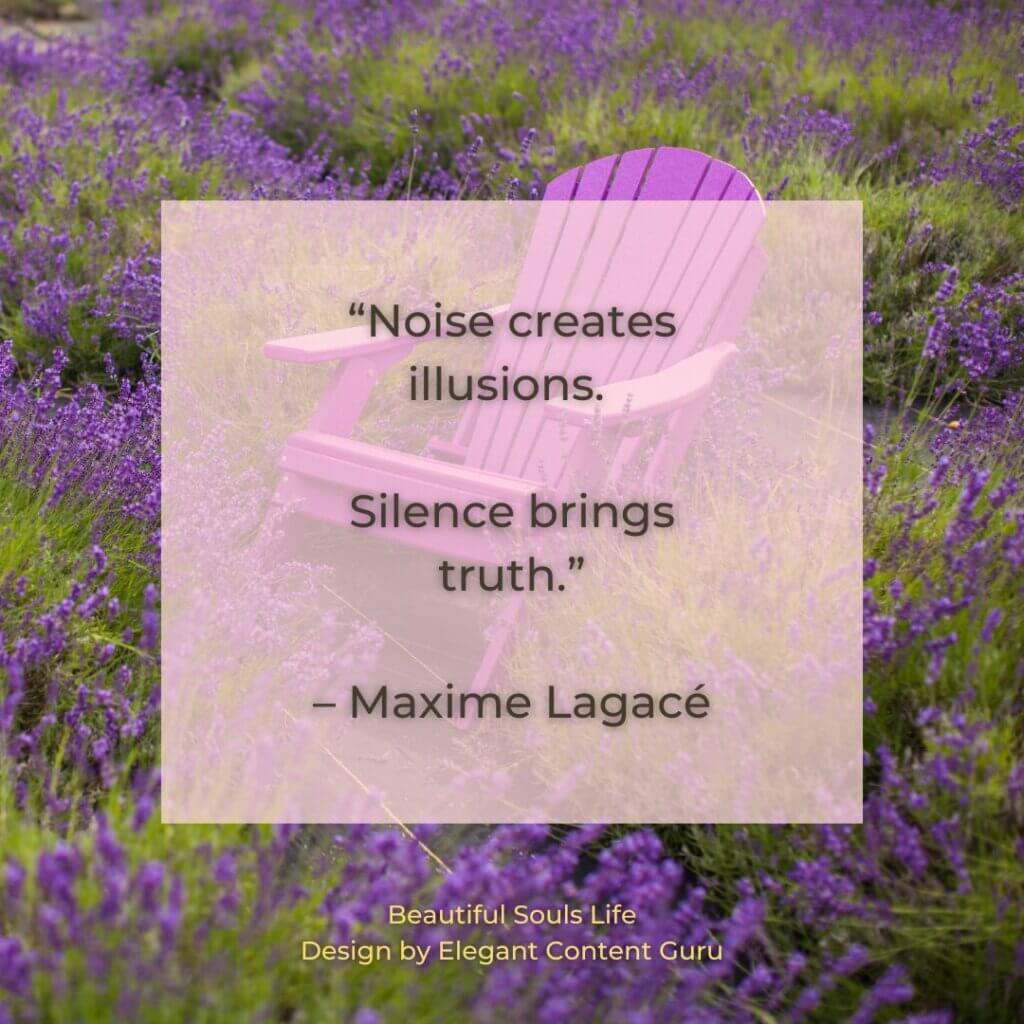 “Noise creates illusions. Silence brings truth.” – Maxime Lagacé