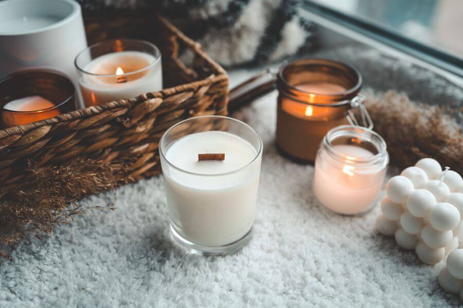 Natural hued candles and scents in your bedroom.
