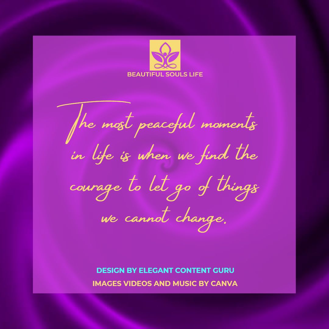 The most peaceful moments in life is when we find the courage to let go of things we cannot change.