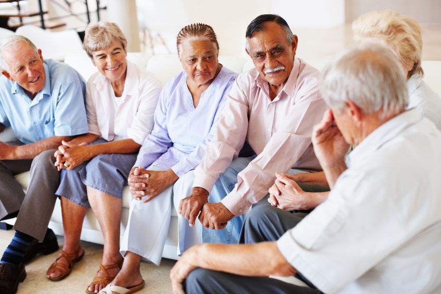 Safe Environment for a Crucial Conversation - group of elderly people having a safe conversation.